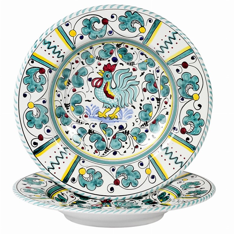 ORVIETO ROOSTER Pasta/Soup Rim Plate - 10 DIAM. (Dimensions measured in Inches)GR DesignRim Pasta Soup Plate