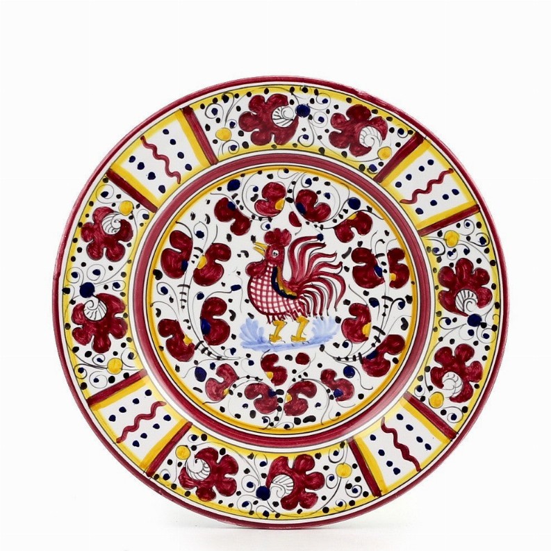 ORVIETO ROOSTER: Salad Plate - 8 DIAM. (Dimensions measured in Inches)RedSalad Plate