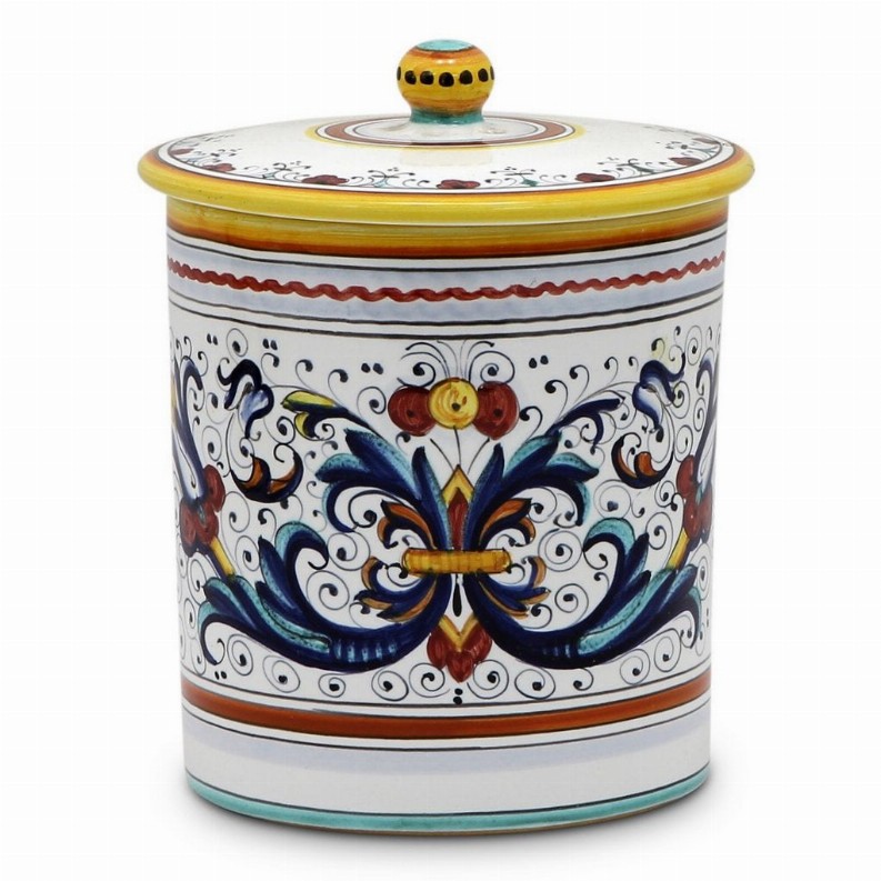 RICCO DERUTA Canisters - 6 DIAM. X 7.5 HIGH (With Lid) (Dimensions measured in Inches) Large Canister