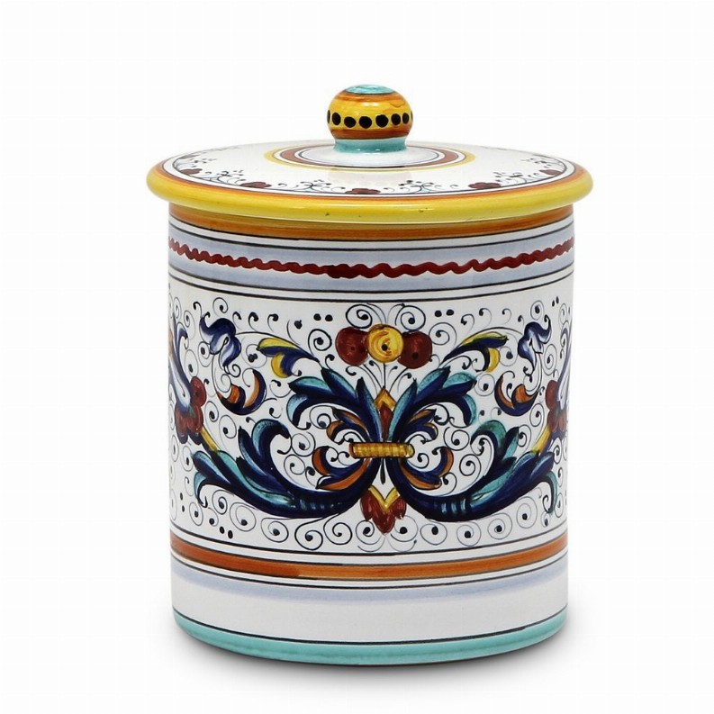 RICCO DERUTA Canisters - 5.5 DIAM. X 6.5 HIGH (With Lid) (Dimensions measured in Inches) Medium Canister