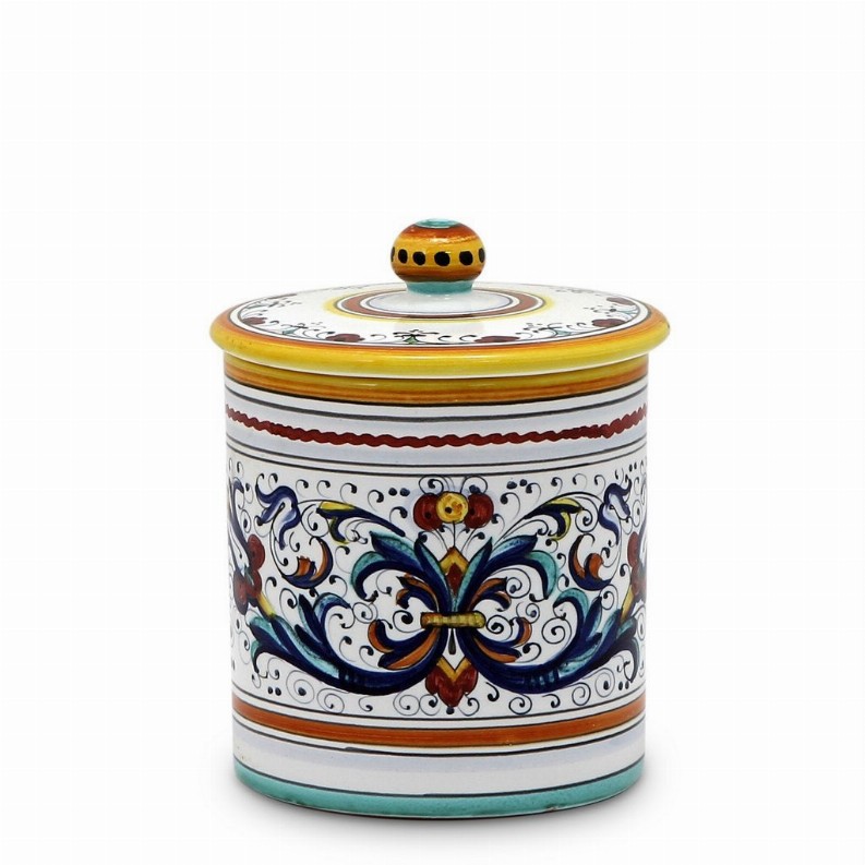 RICCO DERUTA Canisters - 4.5 DIAM. X 5.5 HIGH (With Lid) (Dimensions measured in Inches) Small Canister