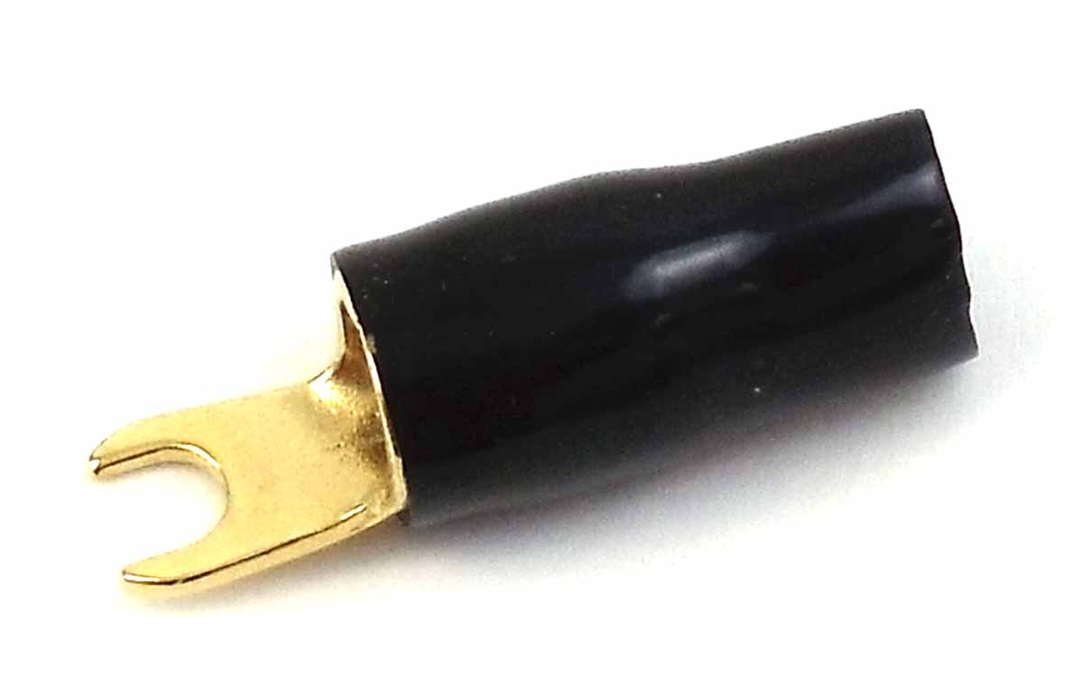 4 Gauge Gold Spade Terminal (Black) - Bulk