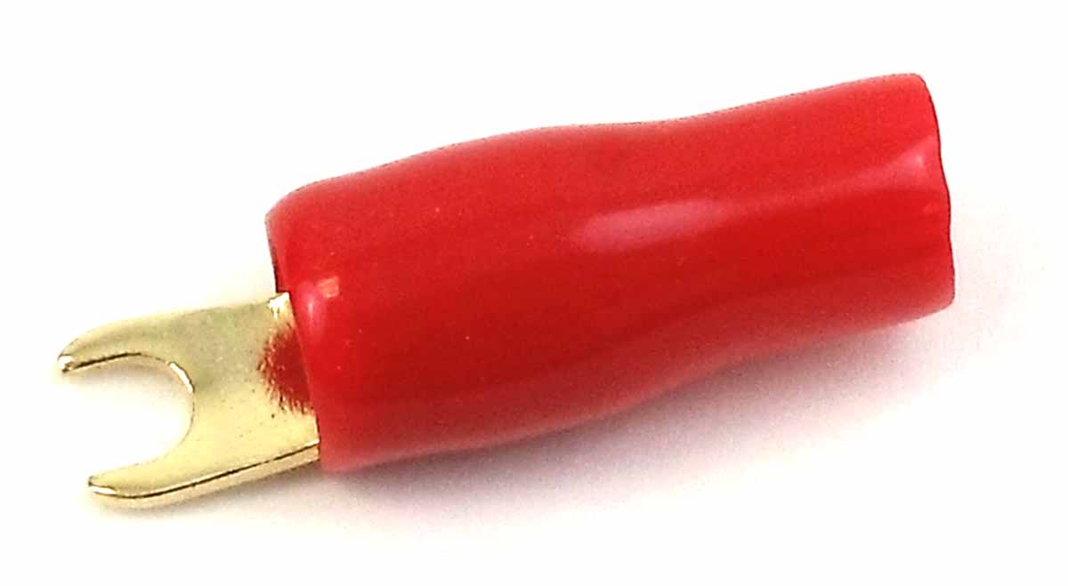 4 Gauge Gold Spade Terminal (Red) - Bulk