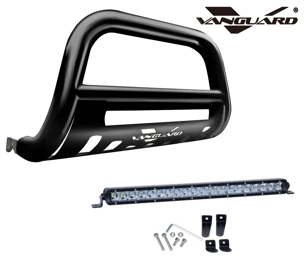 VGUBG-1934-1360SS 3 inch Stainless Steel Bull Bar with Skid Plate and Built-In LED