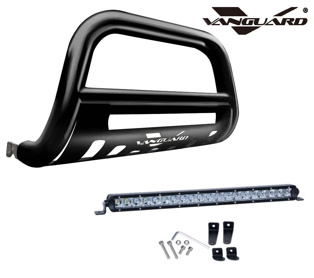 VGUBG-1935-0954SS 3 inch Black Bull Bar with Skid Plate and Built-In LED