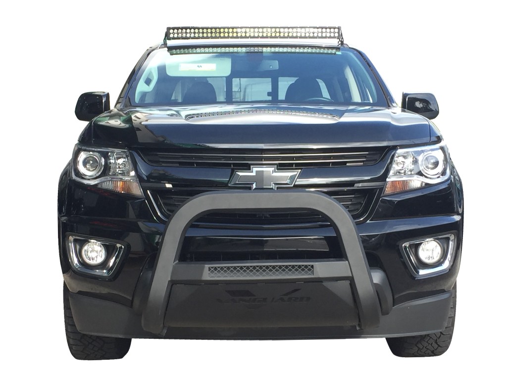 VGUBG-1888-1360BK 3 inch Black Optimus Series Bull Bar with stainless Skid Plate with LED