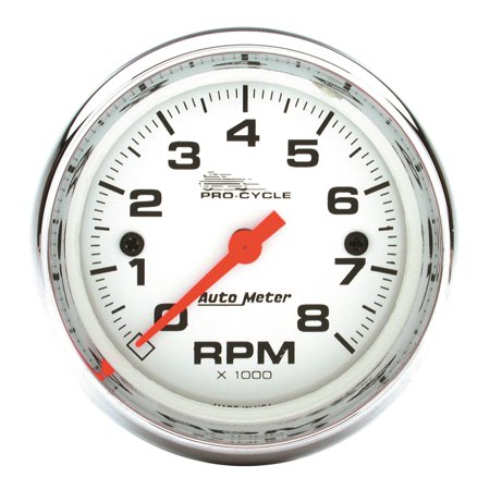 GAUGE, TACH, 2 5/8IN, 8K RPM, 2&4 CYLINDER, WHITE, PRO-CYCLE