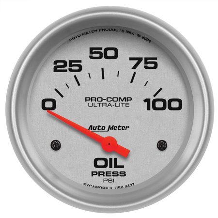 2-5/8IN OIL PRESS, 0-100 PSI, SSE, ULTRA-LITE