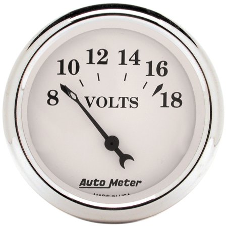 2IN VOLTMETER, 8-18 VOLTS ELEC, OLD TYME WHITE
