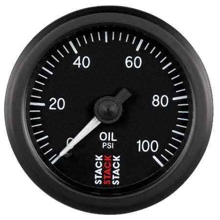 GAUGE, OIL PRESS, MECHANICAL, 52MM, BLACK, 0-100PSI, 1/8IN NPTF (M)