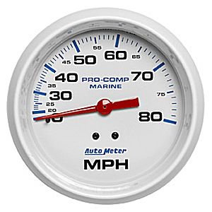 GAUGE SPEEDOMETER 3 3/8IN 80MPH MECHANICAL MARINE WHITE