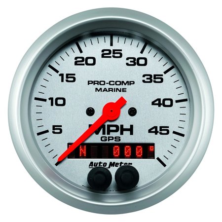 GAUGE SPEEDOMETER 3 3/8IN 50MPH GPS MARINE SILVER