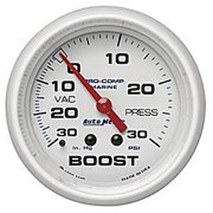 GAUGE VAC/BOOST 2 5/8IN 30INHG30PSI MECHANICAL MARINE WHITE