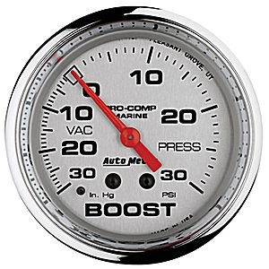 GAUGE VAC/BOOST 2 5/8IN 30INHG30PSI MECHANICAL MARINE CHROME