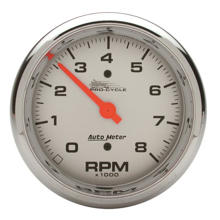 GAUGE TACH 3 3/4IN 8K RPM 2&4 CYLINDER SILVER PROCYCLE