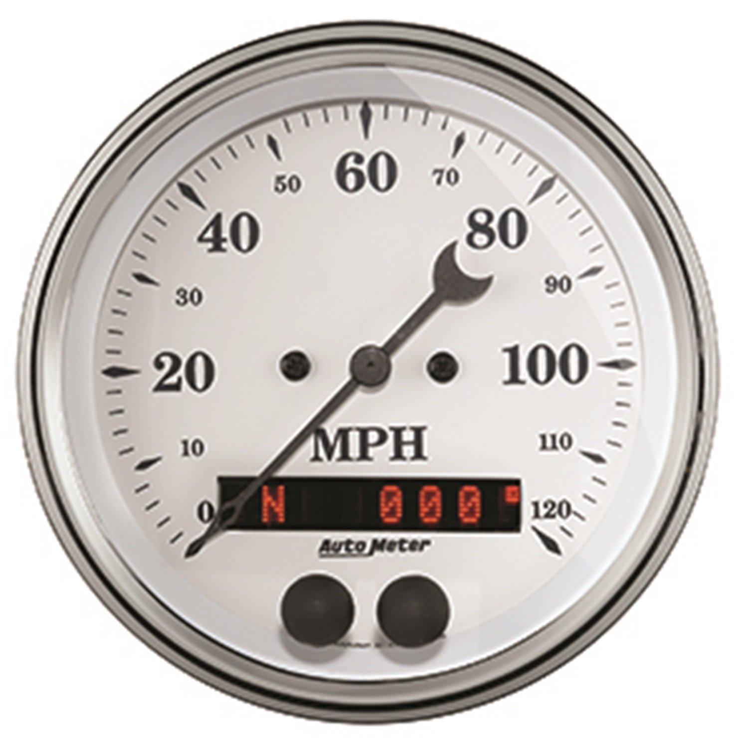 GAUGE SPEEDOMETER 3 3/8IN 120MPH GPS OLD TYME WHITE