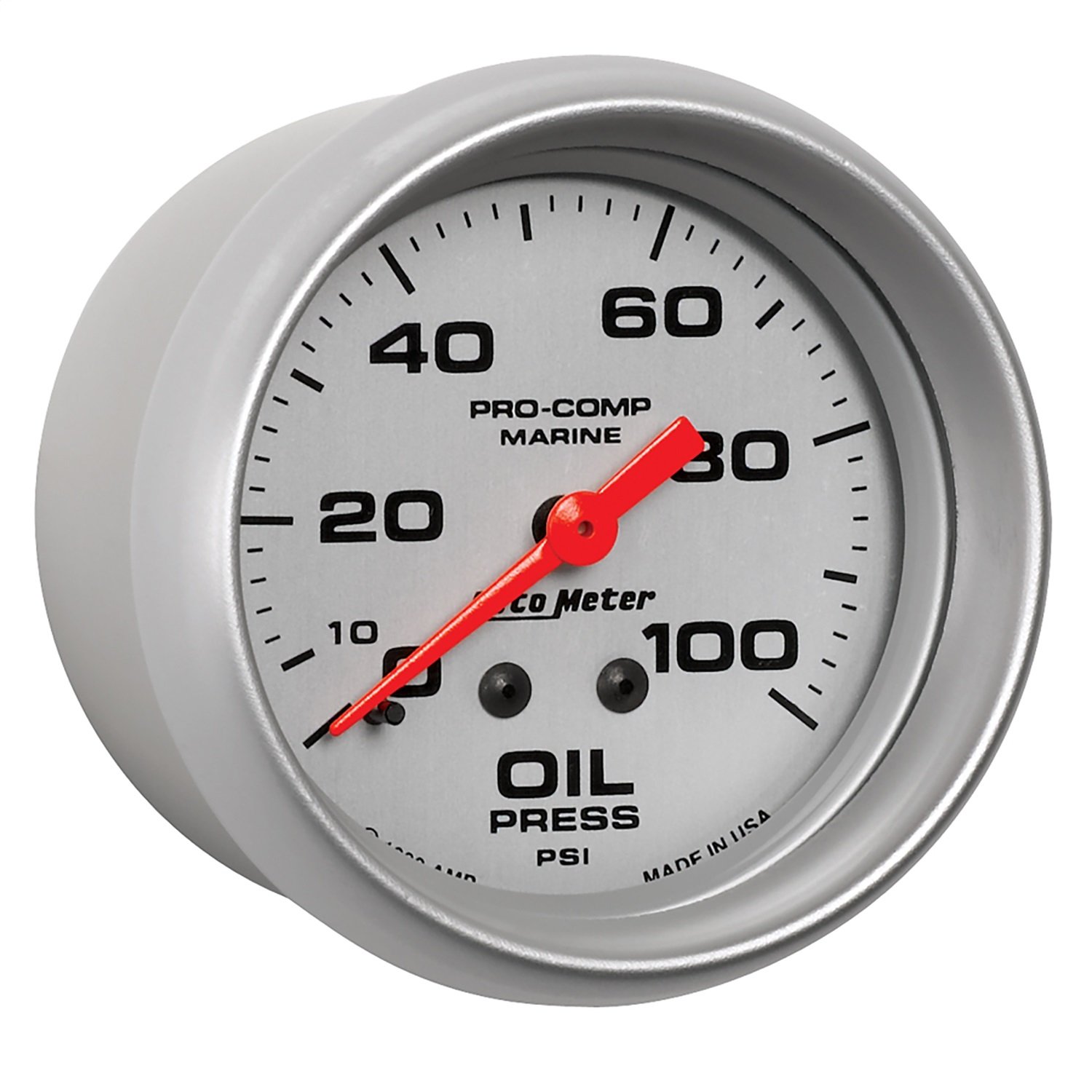 GAUGE OIL PRESSURE 2 5/8IN 100PSI MECHANICAL MARINE SILVER