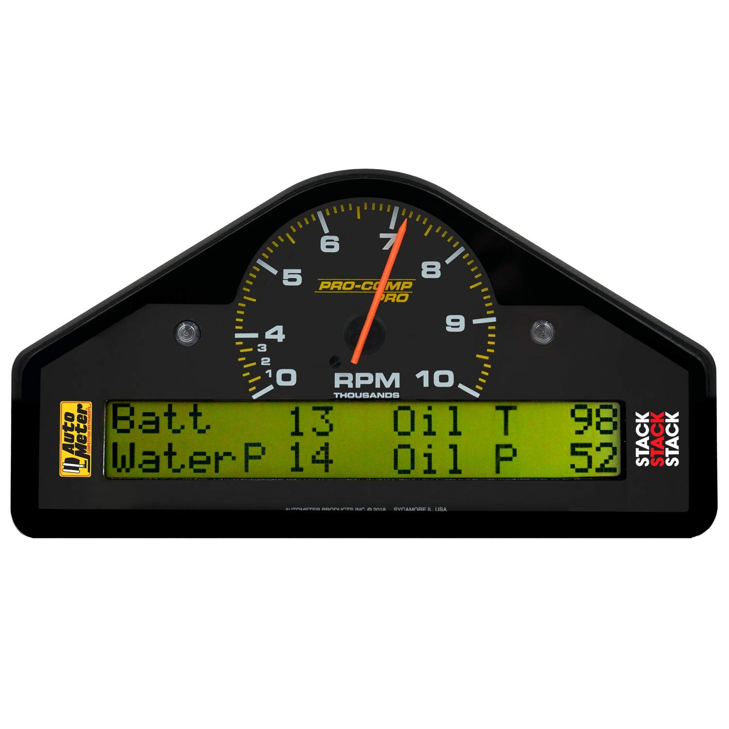 RACE DASH DISPLAY 10K RPM/WTRP/FUELP/OILP/OILT/WTMP/VOLT PROCOMP