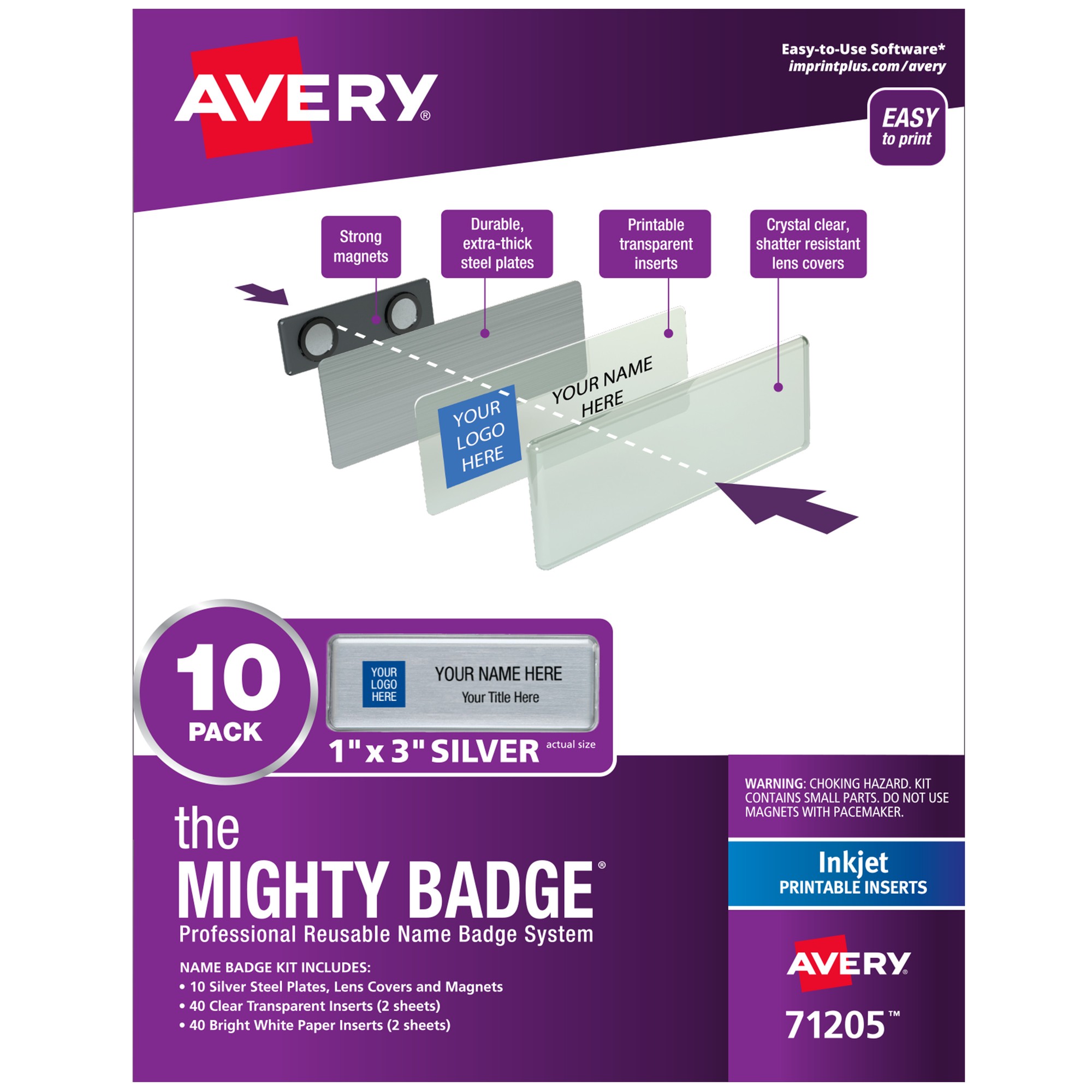 The Mighty Badge Mighty Badge Professional Reusable Name Badge System - Silver