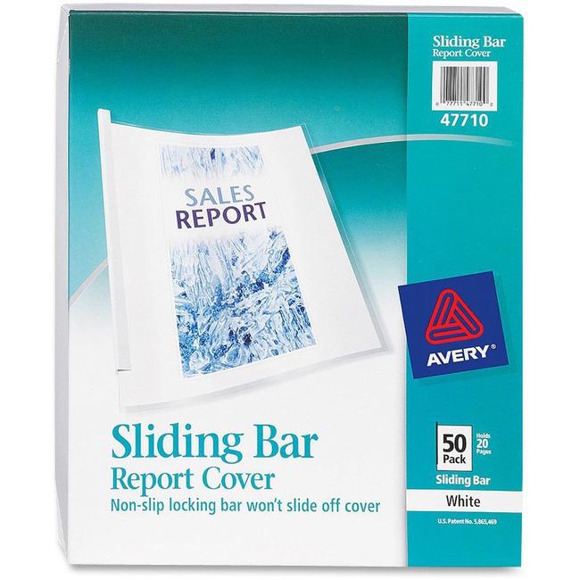 Avery Report Cover - 1/8" Folder Capacity - 20 Sheet Capacity - Poly - White, Clear - 50 / Box