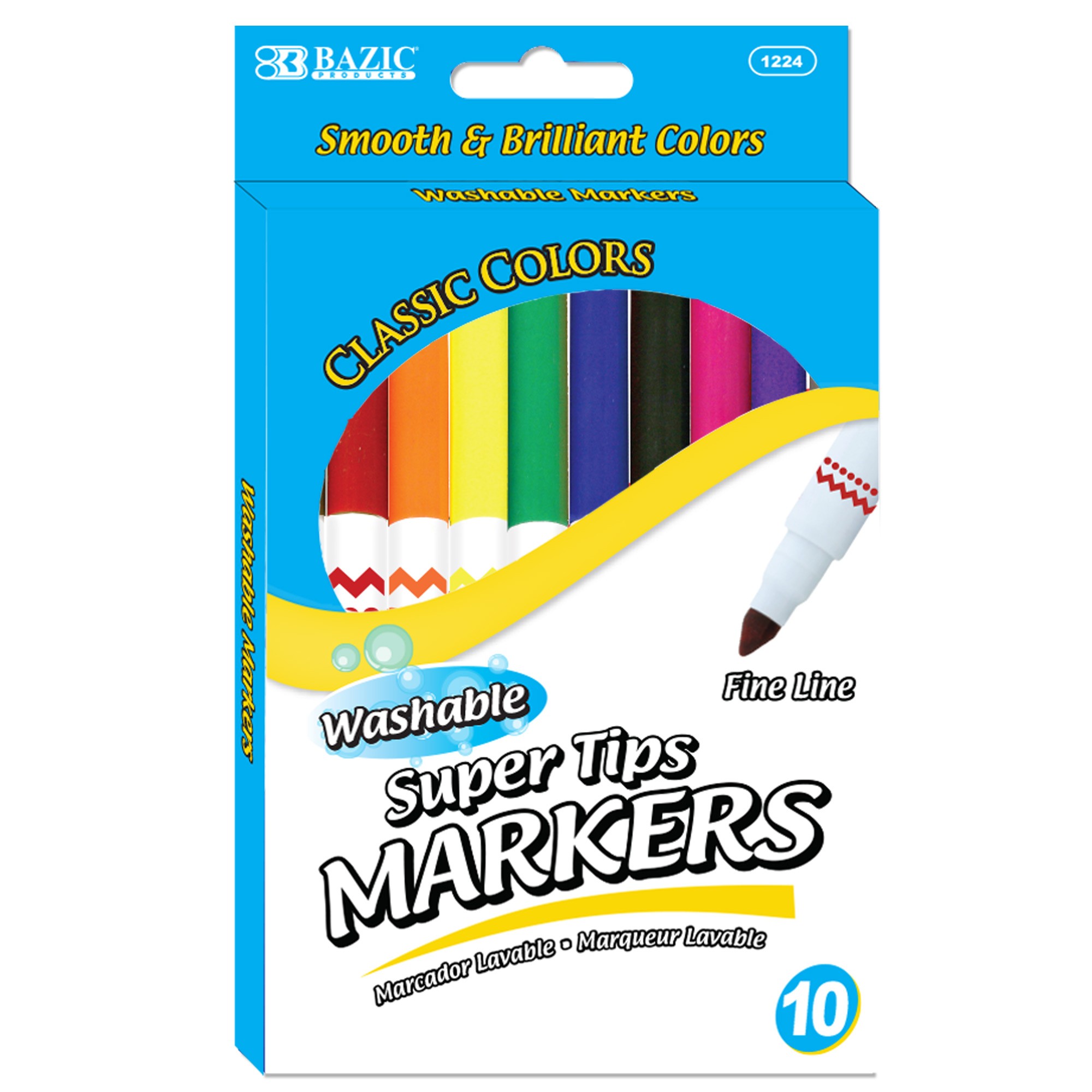 Washable Markers, Super Tip, 10 colors
