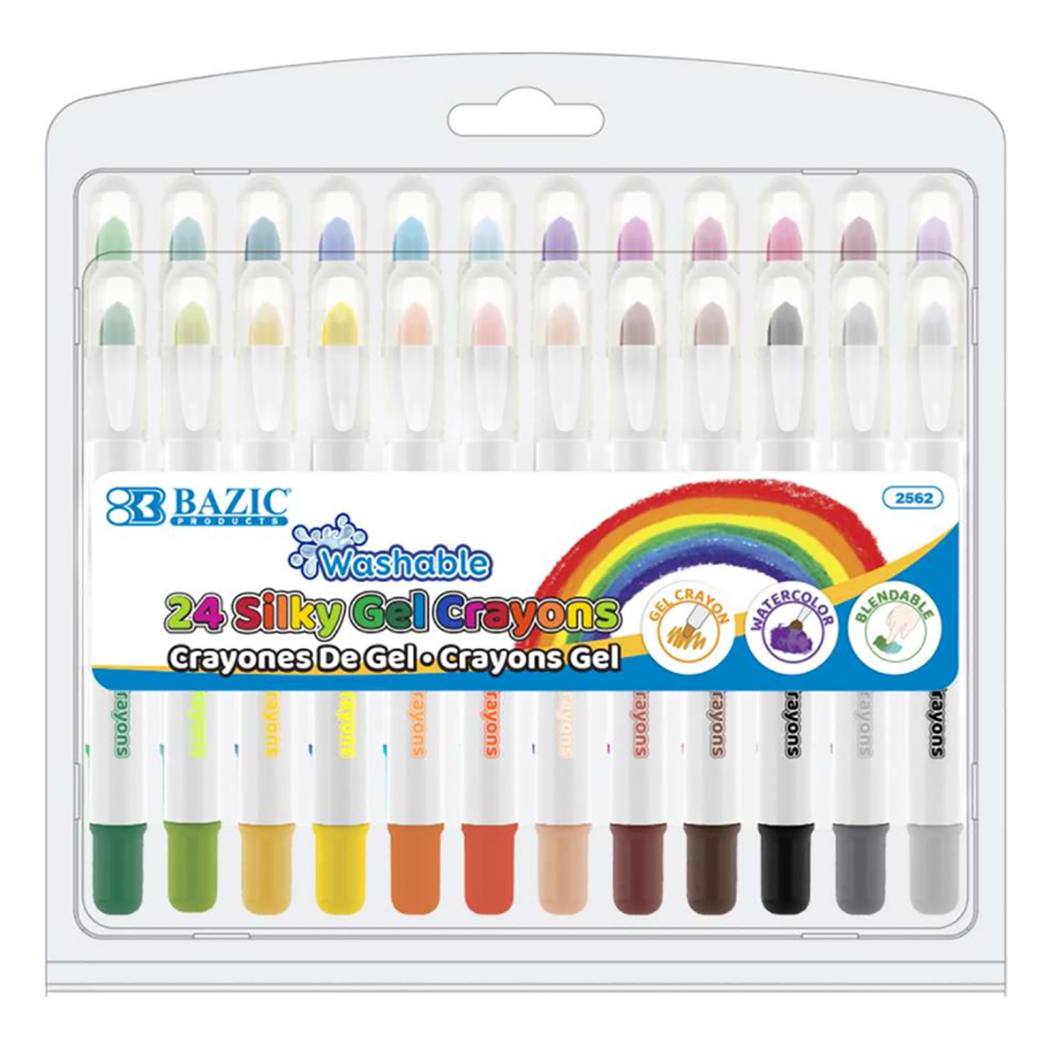 Washable Silky Gel Crayons, 24 Colors