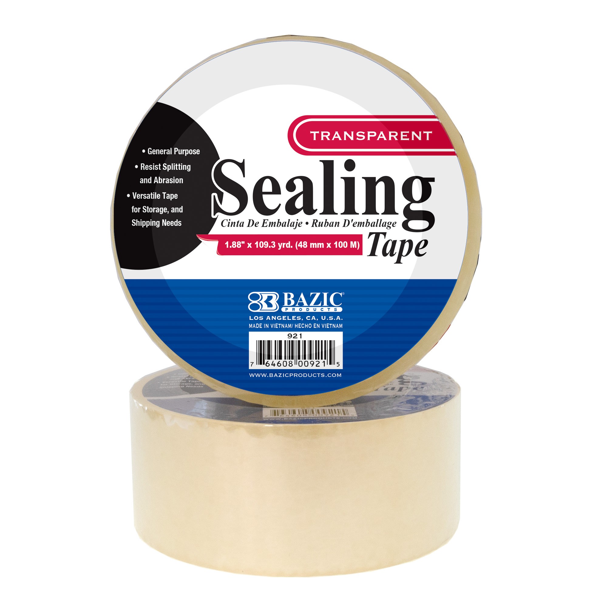 Clear Packaging Tape, 1.88" x 109.3 Yards, 1 Roll