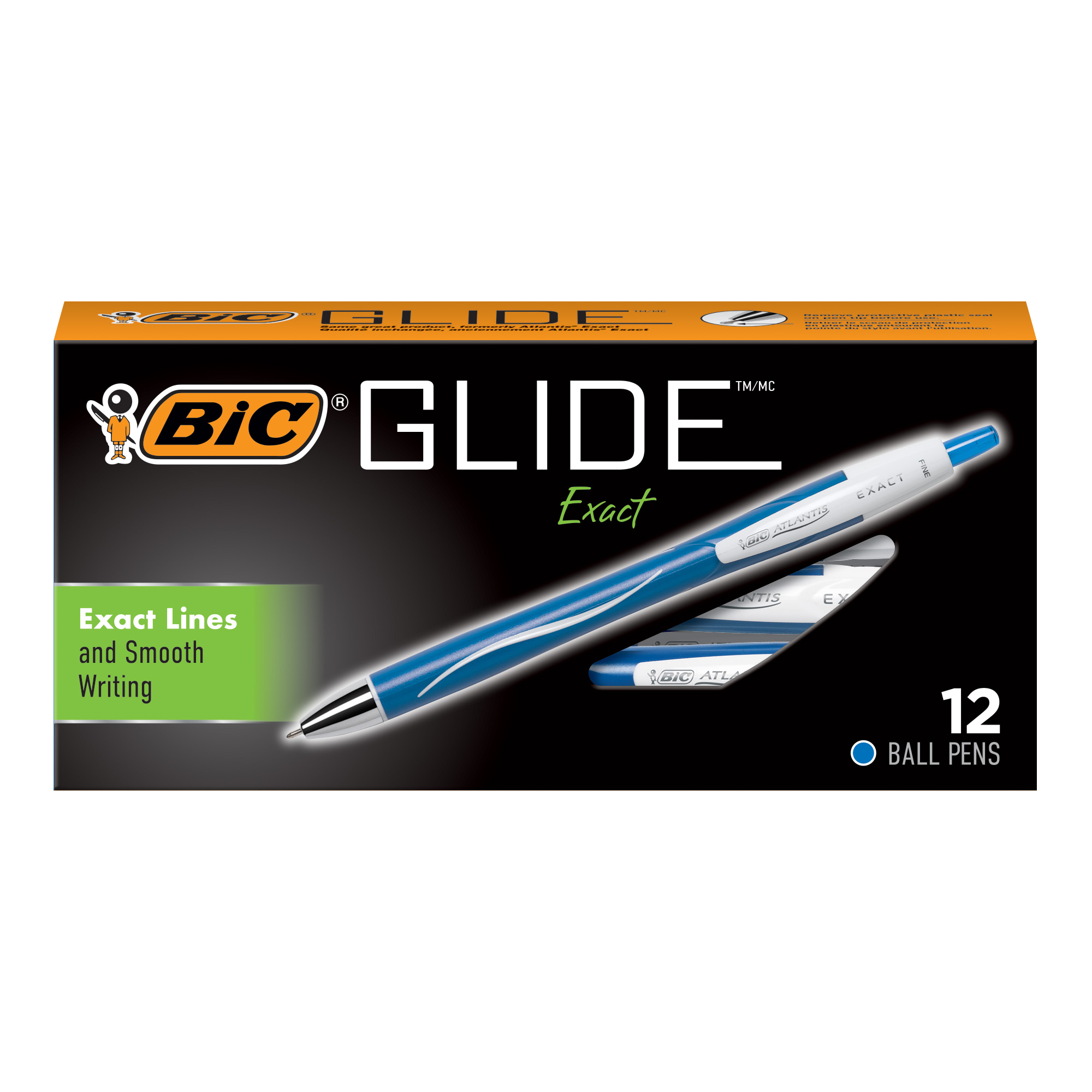 Glide Exact Retractable Ball Point Pen, Fine Point (0.7 mm), Blue, 12-Count
