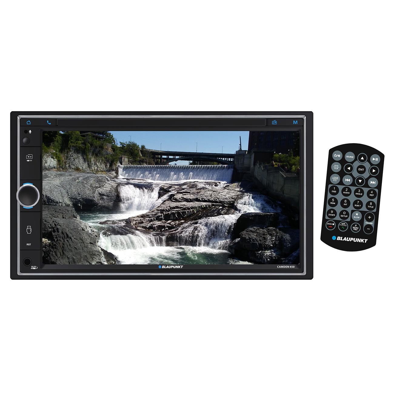 Blaupunkt 6.95Gǥ Double DIN Fixed Face Touchscreen DVD Receiver with Bluetooth USB/SD Inputs and Rem