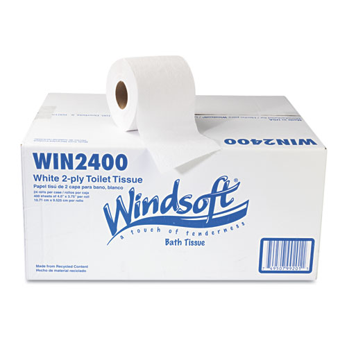 Two-Ply Toilet Tissue, White, 4 x 3 Sheet, 400 Sheets/Roll, 96 Rolls/Carton