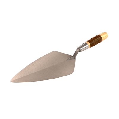 Narrow London Pro Carbon Steel Brick Trowel - 10 1/2" With Leather Handle