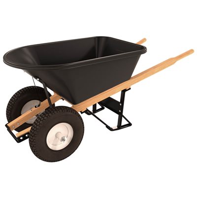 Poly Tray Barrow - 5 3/4 Cu Ft - Double Knobby Tire Wood Handle