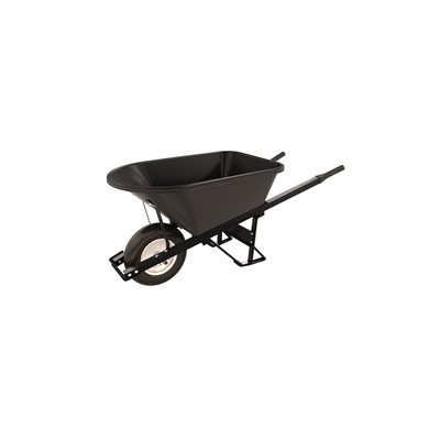 Poly Tray Barrow - 5 3/4 Cu Ft - Single Ribbed Tire Steel Handle