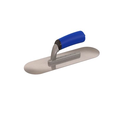 ROUND END FINISHING TROWEL - 12" x 3 1/2" - SHORT SHANK WITH COMFORT GRIP HANDLE