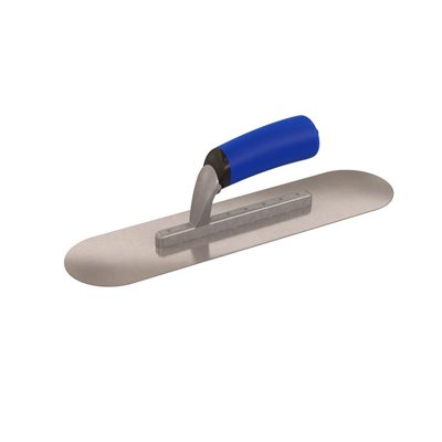 ROUND END FINISHING TROWEL - 14" x 3 1/2" - SHORT SHANK WITH COMFORT GRIP HANDLE