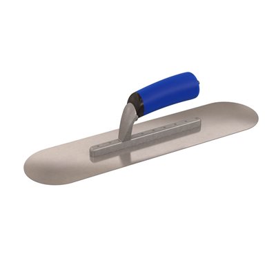 ROUND END FINISHING TROWEL - 16" x 4" - SHORT SHANK WITH COMFORT GRIP HANDLE