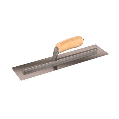 SQUARE END FINISHING TROWEL - 16" x 4" - LONG SHANK WITH WOOD HANDLE