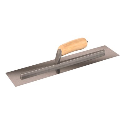 SQUARE END FINISHING TROWEL - 18" x 4" - LONG SHANK WITH WOOD HANDLE