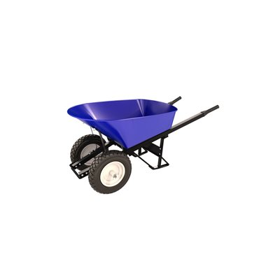 Steel Tray Wheel Barrow - 6 Cu Ft - Double Flat Free Tire Steel Handle