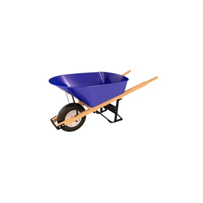 Steel Tray Wheel Barrow - 6 Cu Ft - Single Ribbed Tire Wood Handle