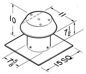 Roof Cap, For Flat Roof for Up to 8" Round Duct