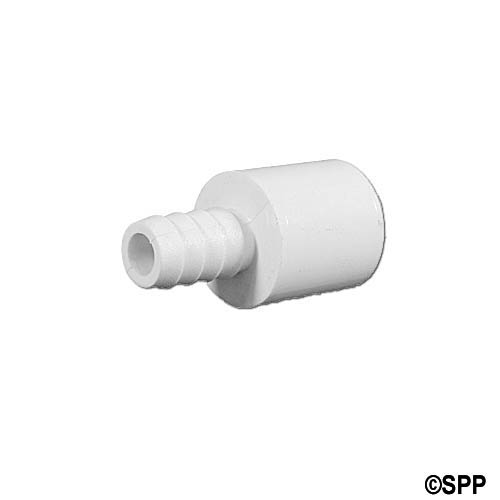 Fitting, PVC, Ribbed Barb Adapter, 3/8"RB x 1/2"Spg