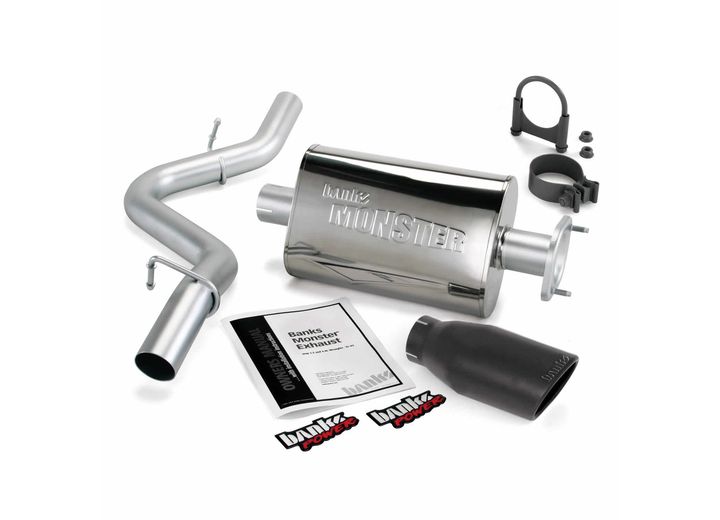 MONSTER EXHAUST SYSTEM, S/S-BLACK TIP - 2004-06 JEEP 4.0L WRANGLER