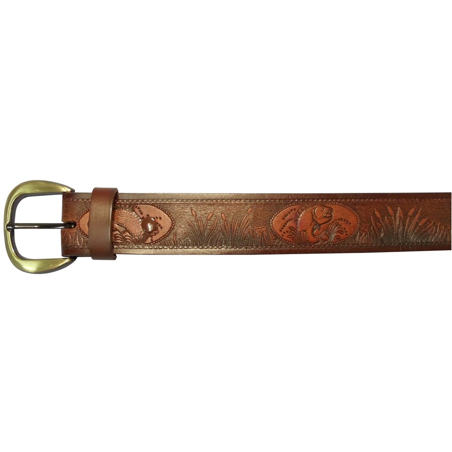 40"Brown Embossed Belt, Fish