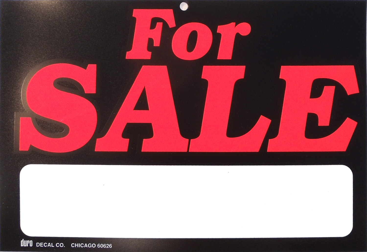 Duro 11-1/2" X 8" Plastic For Sale Sign With Blank Marker Area