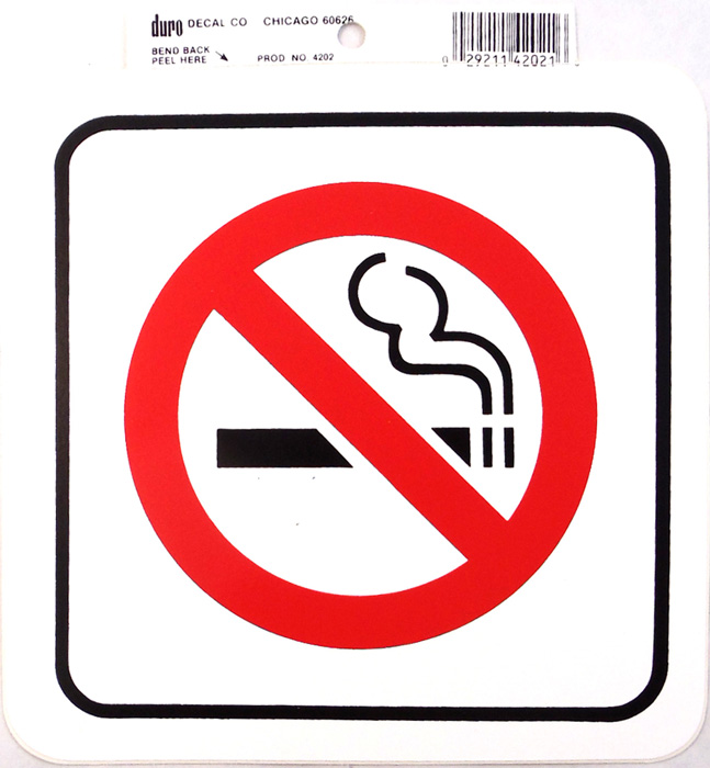 6" X 6" NO SMOKING DECAL , 12/CARD