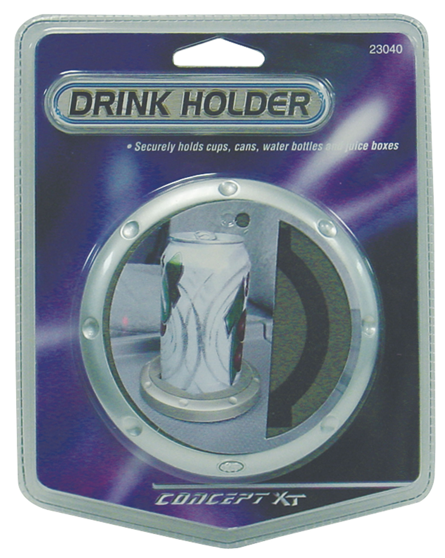CONCEPT XT - STICK ON DRINK HOLDER SECURELY HOLDS CUPS, CANS, BOTTLES & JUICE BOXES, ATTACHES TO ANY FLAT SURFACE