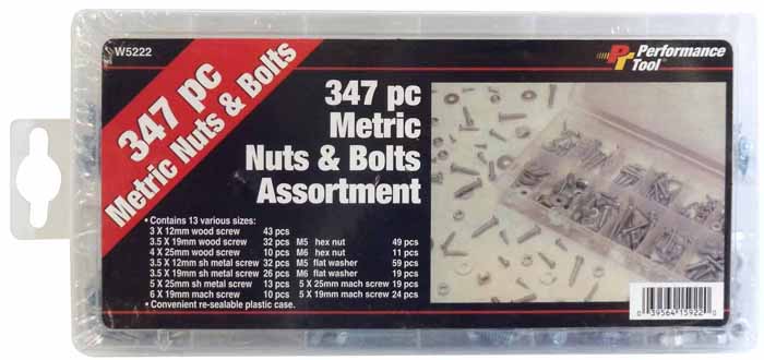 347 Piece Metric Nut & Bolt Assortment