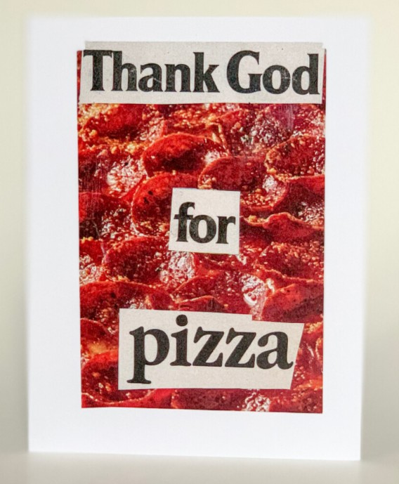 Thank You Greeting Card (Pack of 6) - Thank God for Pizza