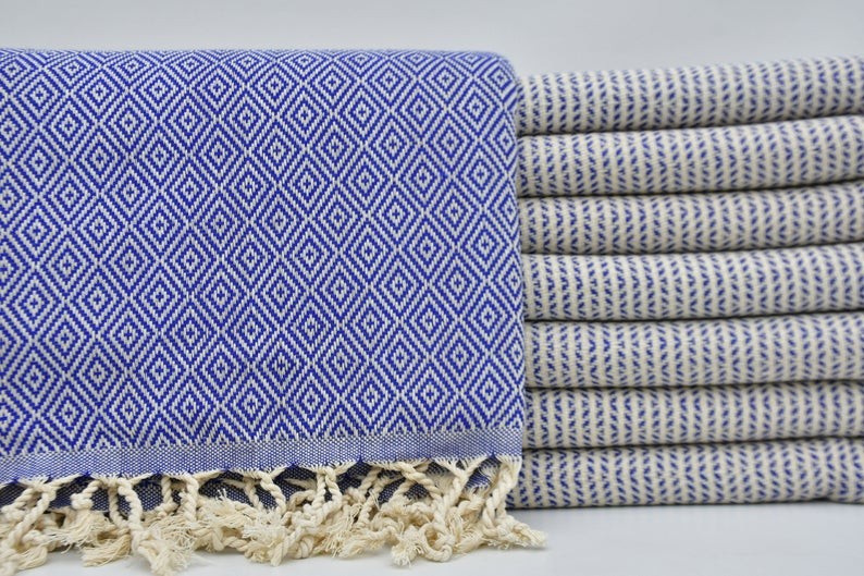 Turkish Towel - Diamond BlueDotty